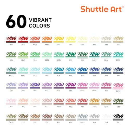 Marqueurs Acrylique Shuttle Art Feutre 60 Couleurs pour Calligraphie et Bricolage, Éco-Confiabilidade GRS, Idéal pour Ar