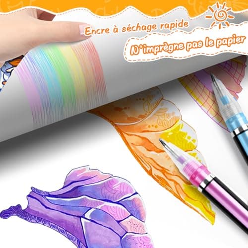 Joyoldelf 48 Stylo Gel Pailleté Métallique pour Enfants et Adultes - Paillettes Néon Pastel, Parfait Pour Peinture et Li