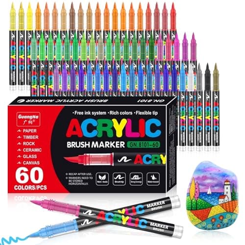 Marque VAKKI Stylos Acryliques Couleurs pour Adultes | Pierre, Calligraphie, Bois | Toile, Verre | 168 Couleurs Fluides — 60