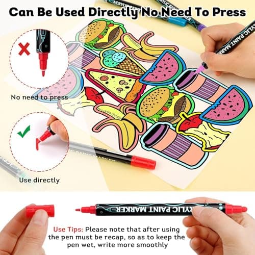 Yiohejy Marqueurs Acryliques Feutres Peinture Double Pointe 36 Pièces pour Dessin Calligraphie Bois Métal Verre Céramiqu