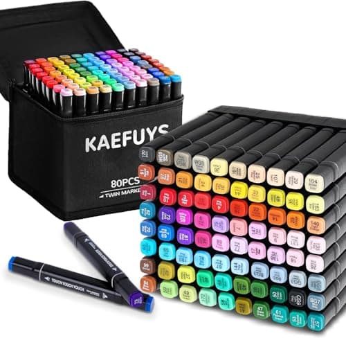 80 Couleurs Feutres Coloriage Adulte Twinmarkers, Portable avec Base et Sac, Idéal pour Dessin Professionnels Écriture e