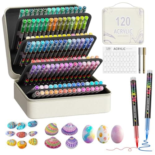 Feutres Acryliques TrendGate 122 Couleurs, Marqueurs Peinture pour Papier et Plus