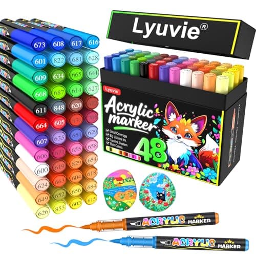 Marqueurs acryliques Lyuvie 240 couleurs pour peindre sur pierre, bois et tissu — 48 Couleurs