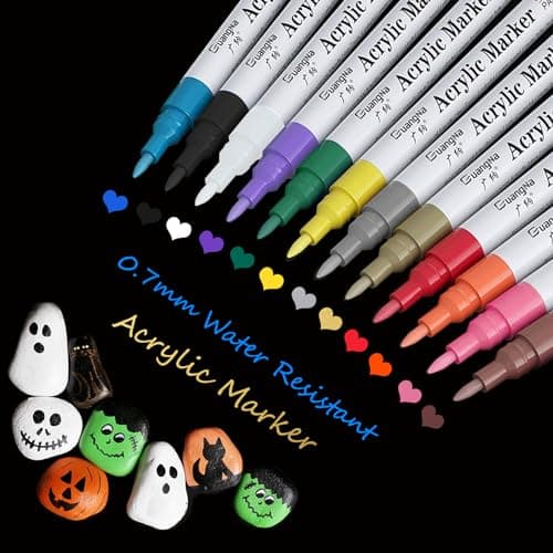 Stylos de peinture Baozun 24 Couleurs Acryliques Premium etanche pour peinture rupestre et artefacts civilized — 12 Couleurs