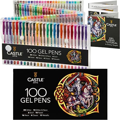 Set de 100 Stylos Gel pour Adultes | Boîte Premium | Dessin, Scrapbooking, Journaux | Couleurs, Effets Superbes – Marbré
