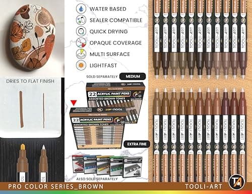 Marqueurs acryliques Marron Série Pro Pointe extra fine 0,7 mm pour múltiples surfaces - Sécurité et qualité - Lot de 22