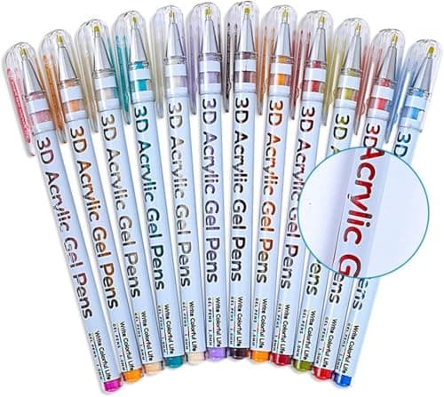 Marque PEN 3D 1.0 Acrylique Gel 3D - 48 Couleurs, Encre Rapide Sèche, Fournitures d'Art pour Ecriture en Douceur et Créa