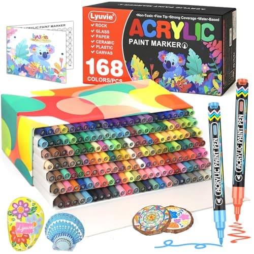 Lyuvie Couleur Feutres Acryliques Marqueur Peinture Acrylique, Pointe Extra Fine, Permanent pour Textile Verre Métal Tis