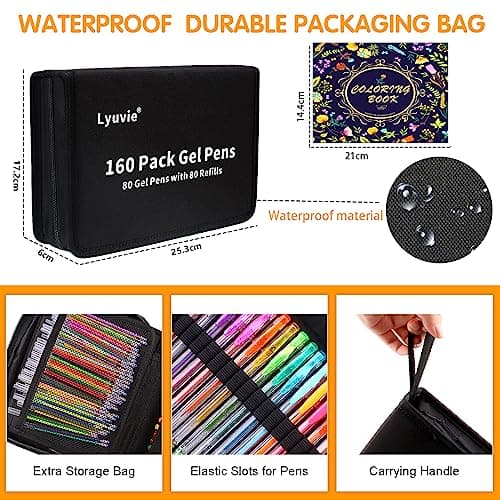 Stylo Gel Paillette Lyuvie 160 pour Enfants et Adultes, Stylo Paillette avec 80 Couleurs et 80 Recharges, Artisanat et S