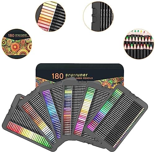 Crayons de couleur professionnel 180 couleurs en fer blanc pour adultes et artistes - esquisse, ombrage et coloration -