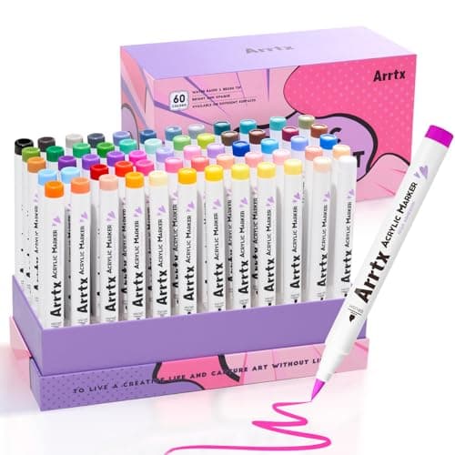 Marques Arrtx Simptap Top Valve Action Lot de 48 marqueurs acryliques pour peinture sur pierres | Étampes d'oeufs de Pâq — Couleur Animée 60B