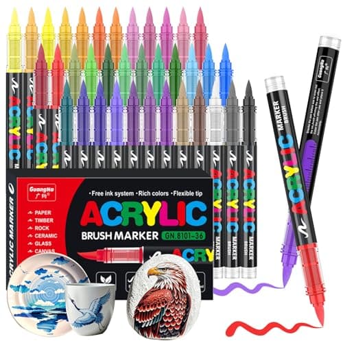 Feutre Acrylique Gelanty 168 Couleurs | Marqueur Liquide Flexible | Peindre sur Rocher et Bois | Idéal pour Artistes Ent — 36 Colors