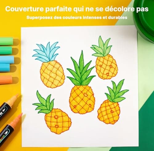 MarkMuse 72 Couleurs Feutre Acrylique, Excellents Stylos Acryliques à Pointe Pinceau pour le Coloriage Adulte, Idéaux po