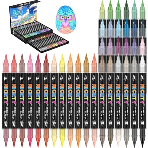 NICETY 144 Couleurs Feutres Acryliques pour Artisans - 72 Marqueurs Double Pointe Résistants - Idéal pour Pierre, Bois, — 72 Couleurs