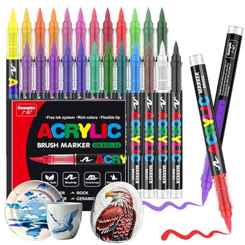 Feutre Acrylique Gelanty 168 Couleurs | Marqueur Liquide Flexible | Peindre sur Rocher et Bois | Idéal pour Artistes Ent — 24 Colors