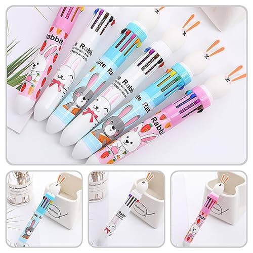 NUOBESTY Stylos À Bille Kawaii 3 Ensembles 6 Pièces pour Enfants Effaçables Portatifs 3 Couleurs * 10