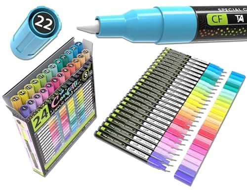 Marqueurs acrylique 3 mm non toxiques pour peinture Verre BoisMetalToilePoteriePlastique Projets bricolage Illustration — Multicolored