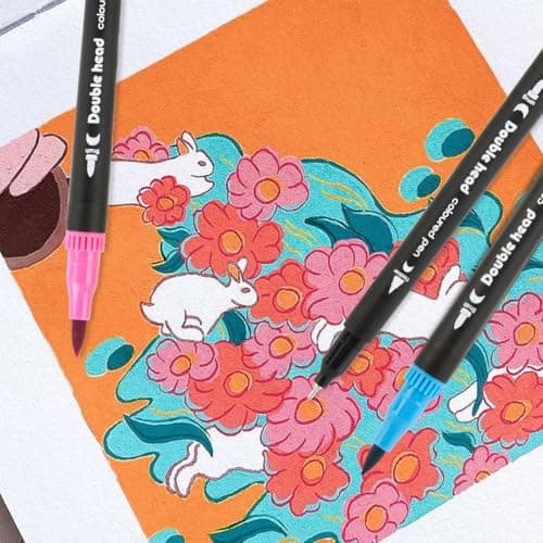 YOPEUC Double Pointe Feutre Acrylique 120 Couleurs pour Adulte, Coloriage et Création Artistique, Feutre Pinceau Aquarel