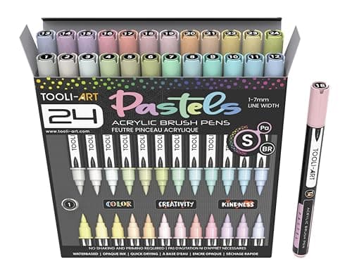 Lot de 36 marqueurs acryliques souple 1-7 mm non toxiques pour lettrage et art — Pastel