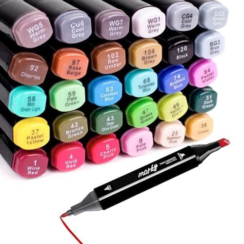 Feutres à alcool Aoriyar 48 Couleurs Adultes Artiste Coloriage Rapide Séchage Sac Transport TwinMarkers (48 COLOR)