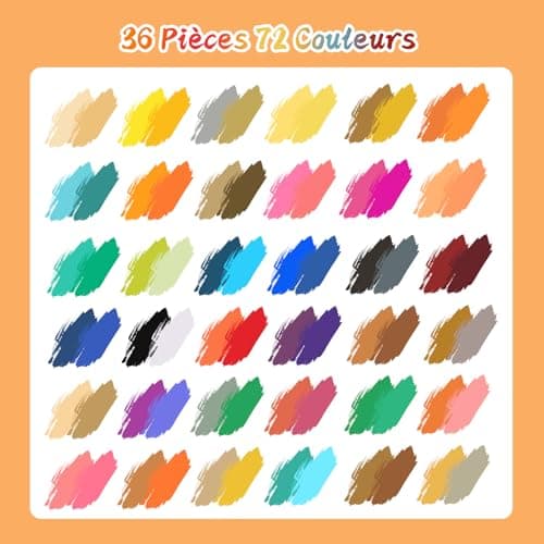 AEDAGA Feutres Acrylique 72 Couleurs, 36 Stylos Marqueur Pour Enfants Et Adultes, Acrylic Marker Pour Décoration De Toil
