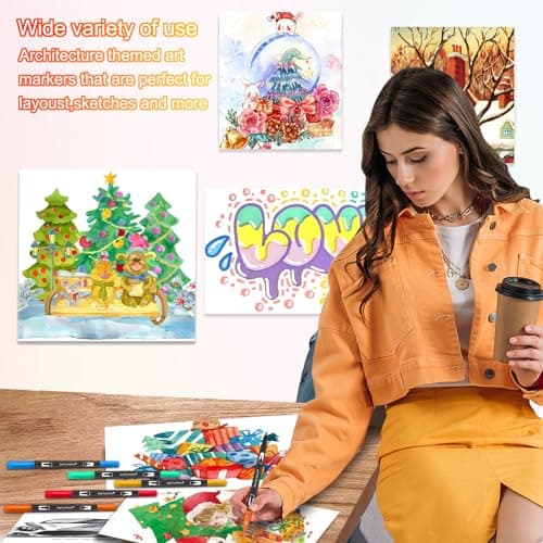 Lyuvie 158 stylos feutres coloriage - Feutre double pointe - Feutre aquarelle pinceau - Étui noir pour coloriage dessin