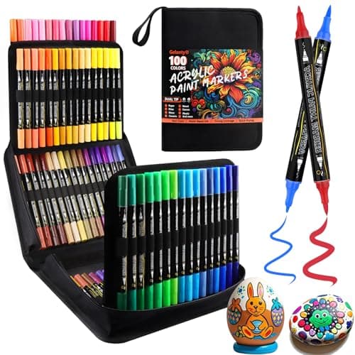 Gelanty - Feutres Acryliques 100 Couleurs Bois Toile Verre Céramique