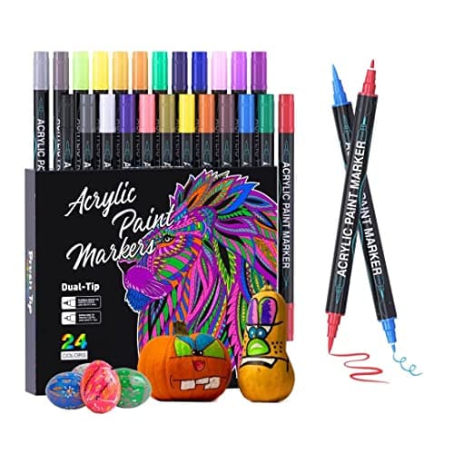 <think>

</think>

TrendGate Marqueur Acrylique 120 Couleurs Double Pointe pour Peinture sur Papier, Verre, Métal, Céram — 24 Couleurs