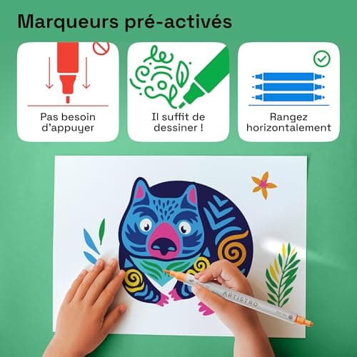 Artistro 24 feutres acryliques double pointe - peinture sur tissu, toile, pierre, verre, bois, papier - idéal pour DIY e