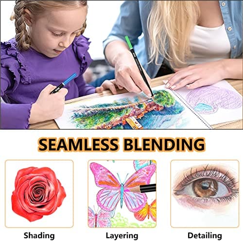 NIETTY Crayon de Couleurs 76 Pieces pour Adultes et Enfants, Idéal pour Coloriage et Dessin professionnel, Set Crayon Wo