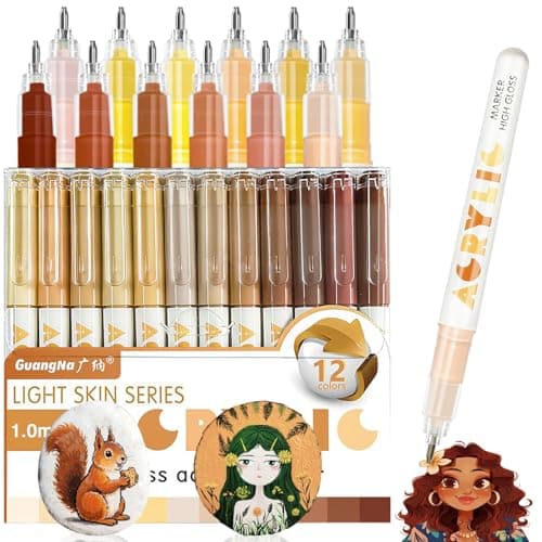 Marqueurs acryliques 12 feutres Skin Tone Color Series pour portraits et créations sur bois, toile et céramique
