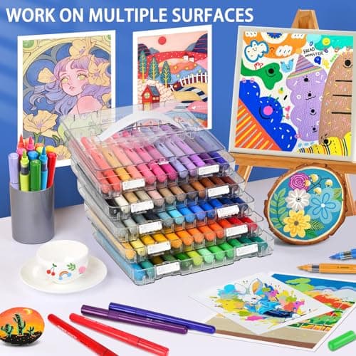 Stylos acryliques IVSUN 60 Couleurs pour Adultes, Peinture sur Pierre et Toile, Design et Qualité pour Artisans et Artis