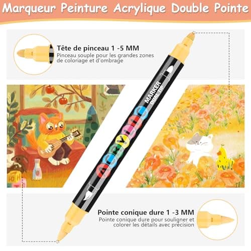 Marqueurs à Pinceau Acrylique 24 Feutres pour Tons Chair et Peinture Acrylique pour Portrait Enfants et Adults - Verre B