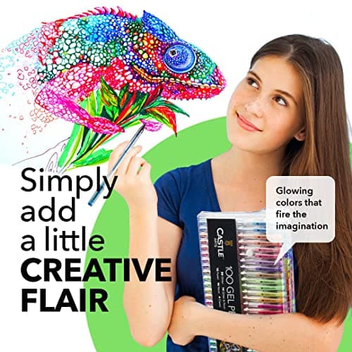 Set de 100 Stylos Gel pour Adultes | Boîte Premium | Dessin, Scrapbooking, Journaux | Couleurs, Effets Superbes – Marbré
