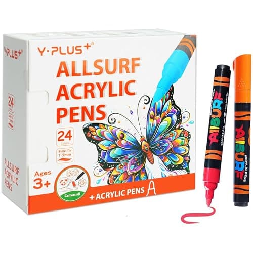 YPLUS Marqueurs Acryliques 8 Couleurs – Couleur pour Peindre et Colorier, Équipement de Dessin pour Enfants, Outils Arti — 24 couleurs