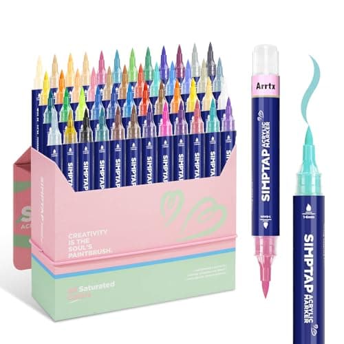 Marques Arrtx Simptap Top Valve Action Lot de 48 marqueurs acryliques pour peinture sur pierres | Étampes d'oeufs de Pâq