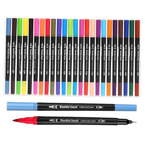 HOMSFOU 24 pièces pinceaux à double pointe marques aquarelle multicolores pour dessin et scrapbooking et prise de notes