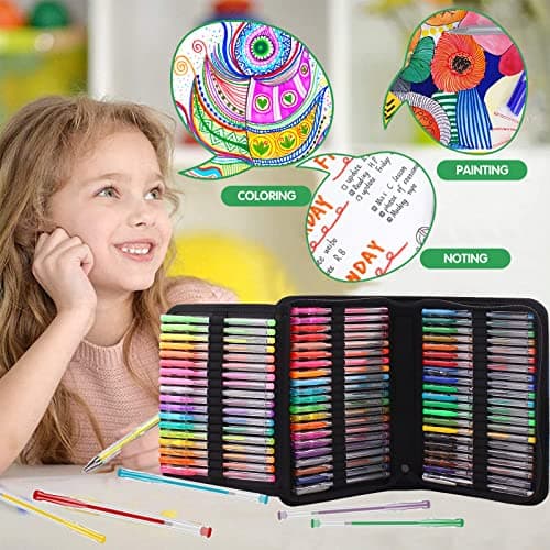 Melifluo Lot de 120 Stylos Gel Pailletés - 60 Couleurs avec 60 Recharges pour Coloriage et Dessin - Idéal pour Adulte et