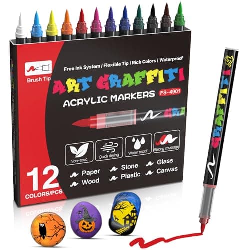 Risiours Marqueurs acryliques 12 couleurs Adultes Oeuf de Noël Fournitures de peinture acrylique — Acrylic B-12