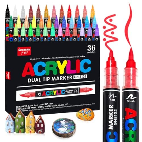 Marqueur VAKKI acrylique 36 couleurs, peinture liquide pour adultes, idéal pour pierre, calligraphie, bois, toile et ver