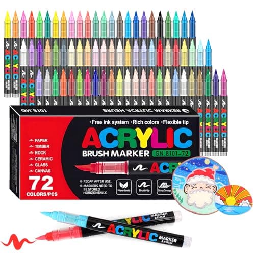 Laconile 72 Couleurs Feutre Acrylique pour Adulte, Stylos Acryliques Multi-Usage, Idéal pour Calligraphie, Bois, Toile,