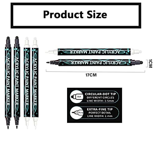 FiveMileBro Marqueurs Acryliques Noir et Blanc pour Toile et Supports Multimédia, Marqueurs Peinture pour Artistes, 10PC