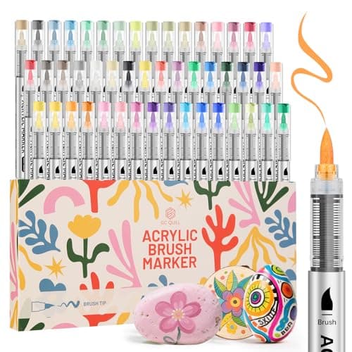 GC QUILL Marqueurs Acryliques à 48 Couleurs – Feutres Pinceau Adulte pour Artiste – DIY et Coloriage – GC-AM48