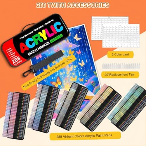 Laconile Marqueurs Acryliques - Portable Nuancier 288 Couleurs, Idéal pour Artisans et Artistes - Verre, Céramique & Pie