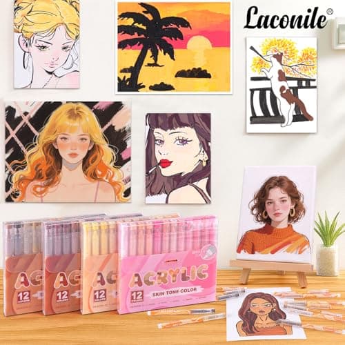 Marqueurs acrylique 12 pièces Skin Tone Color Series Pinceau 0.5~5MM Adulte Peinture Verre Bois Verchère Peinture Sur Co