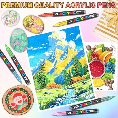 Gunsamg Peinture Acrylique 120 Couleurs pour la Peinture Rock et Decoration de Bois Pierre Céramique Tissu Métal Toile F