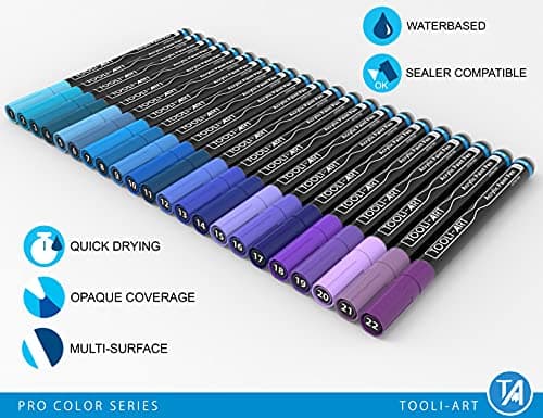 Marqueur acrylique Pro Color ensemble de 22 marqueurs assortis 0,7 mm non toxique usage artiste débutant professionnel