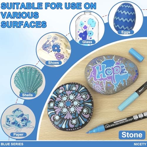 NICTETY Marqueur Acrylique Verre Bois Toile Céramique Bleu 0,7mm