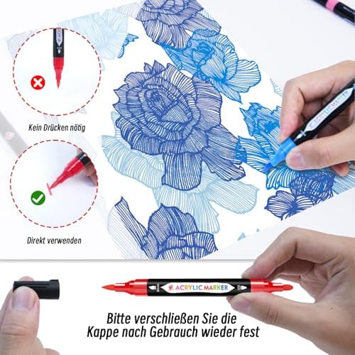 Marqueurs Acryliques TBC 36 Feutres permanent pour Stone, Canvas et Wood - Stylos Acryliques Double Pointe