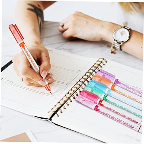 Housoutil 4 Ensembles Double Tip Fluorescent Pens Set Pour Études Avec Roller Et Brosses fines Pour Planificateur et Bri